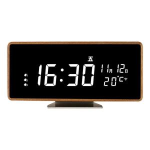 Modern Minimalist Wooden Desktop Clock Digital Display Living Room Alarm Clock Home Decoration Clocks China Made