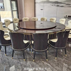 Italian Accessible Luxury Electric Large round Table 2/3 M High-End Hotel Club House 20 People Classy Yuan Dining Tables and Chairs Set