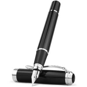 STONEGO 0.38mm Extra Fine Nib Fountain Pen Black Metal Calligraphy Writing Gift Pen