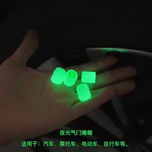 4PCS Luminous Valve Caps Fluorescent Night Glowing Car Motorcycle Bicycle Wheel Tyre Hub Luminous Valve Stem Caps Decors