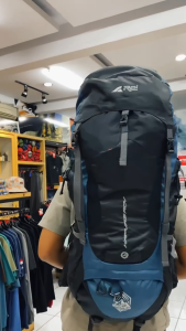 Tas Carrier Arei Outdoorgear Kapuas Adv 60+5L Multifungsi Warna Hitam Pekat/Biru Tua