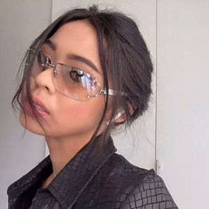 CLIBER New In Rimless One-Pieces Sunglasses Women 2000s Y2k Fashion Sunglass Female Vintage Wrap Around Star Sun Glasses For Ladies newcln