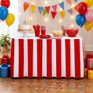 【In Stock】2Pcs/Set Disposable Table Skirt Banquet Table Cover Multiple colors Christmas Birthday Wedding Party Decoration