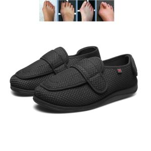 Lesvago Spring Autumn Breathable Men Diabetic Shoes Opened Front And Rear Widened Cloth Soft Comfortable Soles Healthy Diabetes Fat Shoes Elderly walking shoes