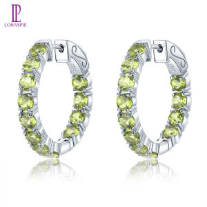 Lohaspie Jewelry Genuine 4.7Ct 925 Sterling Silver Clip Earrings for Women Natural Peridot Sky Blue Topaz Amethyst Citrine Garnet Clip Earring Gemstone Elegant Jewelry Gift