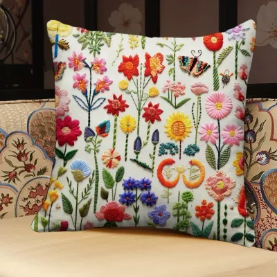 Removable Cover Square Pillowcase Sofa Living Room Decor Digital Print Pattern Floral Faux Leather Couch Cushion Case
