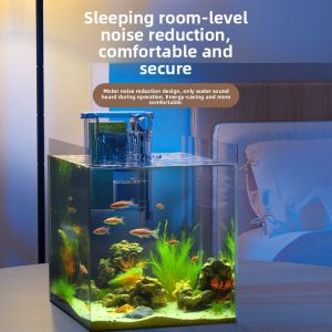 MONLEYTA | Small Wall-Mounted Aquarium Filter Oxygenator Silent Waterfall Filter Three-In-One Pump For Home Use Fish Tank