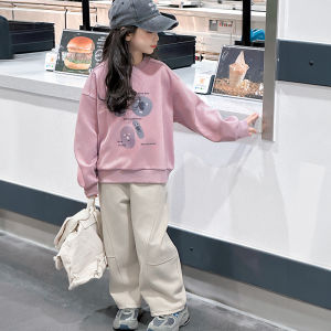 Girls Casual Loose Knife-Shape Pants Spring Autumn New Style Middle Large Childrens Clothing Fashionable Korean Version Splicing Sports Long Trousers