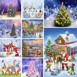 Christmas Tree Picture For Coloring By Numbers On Canvas Children Acrylic Paint Wall Art Painting Home Decor Santa Claus Pintur