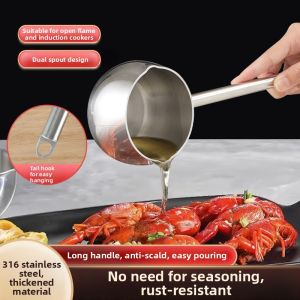 TIANZHENTONGXIU | Long Handle Heat Oil Mini Pouring Pan