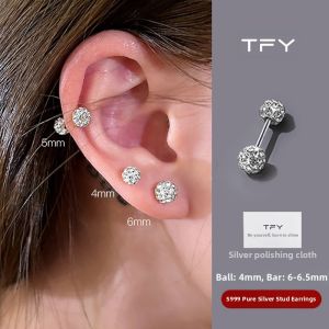 TFY | Non-Removable Health Earrings Sterling Silver 999 Titanium Steel