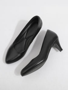 Black Leather Professional Heels