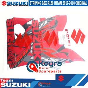 STRIPING STIKER LOGO EMBLEM GSX R150 HITAM 2017 ASLI ORIGINAL