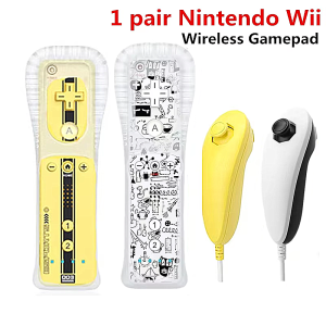 1 pair with Nunchuck Controller Set Motion Plus Remote Controller Wii Remote Controller Gamepad for Nintendo Wii Games Control