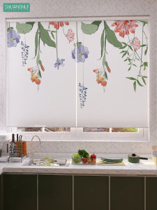 Roller Shutter Curtain Kitchen and Bedroom Bathroom Sunshade Shading Punch-Free Adjustable Roll-up Printed Paintings Customized Curtain
