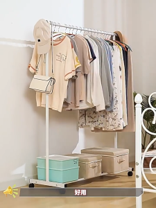 Single Pole Steel Balcony Cloth Hanger And Organizer Rack Wheel Penyangkut Baju Rack Baju