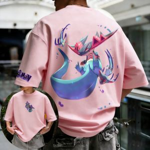 Bandai | Pokémon Co Branded Mens and Womens Summer T-shirt 2026 New Dragapult Printed Versatile Trend Loose Casual Y2K Parent-child Top