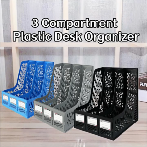 D&D Home l Compartment Plastic Desk Organizer for Office Stationery File Rack Magazine Holder