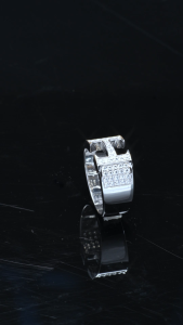 Nhẫn nam Bạc 925 Xi Kim Moissanite Đính đá CZ tấm chữ H KNNA0009 Kim Luxury