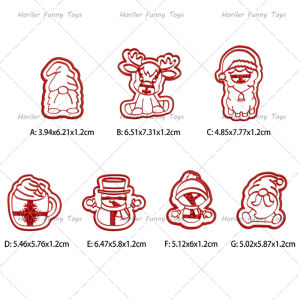 7Pcs/set Christmas Cookie Mold Set 3D Printed Santa Claus Deer Snowman Creative Baking Tools Mold Xmas DIY Baking Biscuit Mould