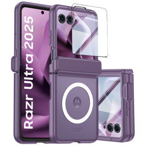 for Motorola Razr Ultra 2026/Razr Ultra 2025 Phone Casewith Screen ProtectorMagnatic Translucent Matte Shockproof Case-Black