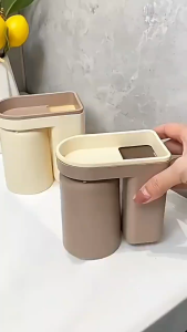 1 Pc Innovative Toothbrush Storage Rack No Hole Light Luxury Mouthwash Cup Brush Cup Wall Mounted Bathroom Organizer Couple