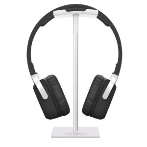 Headphone Stand Headset Holder Earphone Stand with Aluminum Supporting Bar Flexible Headrest ABS Solid Base for All Headphones