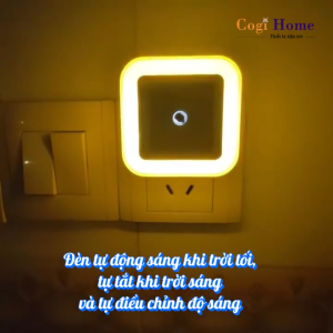 Đèn ngủ cảm biến ánh sáng tự bật ban đêm đèn ngủ vuông cảm ứng tiết kiệm điện