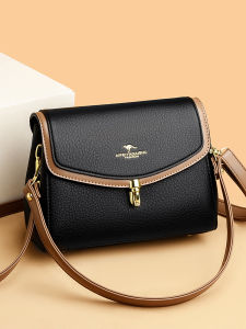 Fashionable Soft Leather Crossbody Bag Womens Single Shoulder Satchel Handbag Casual Zipper Closure PU Lining Internal Structure