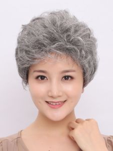 BESTUNG | Grandmas Short Curly Wig Flower White