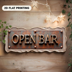 CIFbuy | Vintage Rust Metal Open Bar Sign 2D Flat Aluminum Wall Art Rustic Lettering 3.94x15.75 Inch Home Decor For Bar Restaurant Living