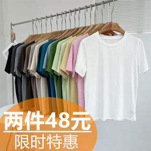 Áo Thun Modal Mùa Xuân Hè Tay Ngắn Cổ Tròn Mỏng Rộng Rãi Thường Ngày Cho Nữ Áo Thun Cơ Bản Thoải Mái Thoáng Khí