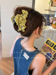 Korean Plaid Fabric Hair Claw Large Shark Clip 2025 New Style High-End Feeling Hair Clip Women Back of Head Fashion Accessories