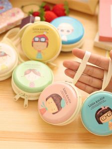 Cute Girls Coin Purse Earphone Bag Prussian Iron round Creative Money Bag Korean Style Stationery Element Festival Gift