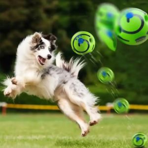 HATELI Dog Ball Toy Wobble Wag Giggle Glow Ball Interactive Dog Toy Fun Giggle Sounds Light When Rolled or Shaken Pet Indoor Outdoor Funny Training Ball Toys