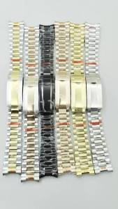 Dây Đồng Hồ Đeo Tay Kiểu President Rộng 20mm - Thép Không Gỉ 904L Khóa Gập Hai Đầu Hai Màu Vàng Hồng Dành Cho Nam