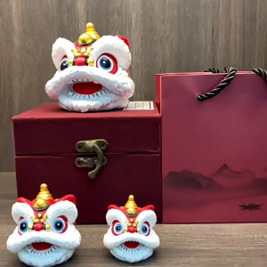 lion dance head Chinese Style Red Lions Head Lion Dance Small Ornaments Table Decorations Creative Foshan Cultural Creative Birthday Gift