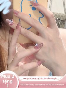 MONLEYTA | Nhựa giả móng tay thời trang mùa hè 2025 mới cao cấp ngắn trung bình dài màu băng trong suốt kiểu Pháp dán trên móng tay
