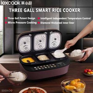 〔Lexcook〕Three gall Rice Cooker Household Smart Electric Rice Cooker Double gall Soup cooking Integrated Multifunctional