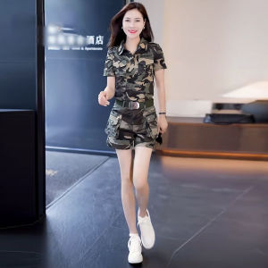 Bộ Đồ Thể Thao Mùa Hè Camouflage Dành Cho Nữ Bộ Đồ Hai Mảnh Tay Ngắn Mỏng Thường Ngày Bộ Đồ Làm Việc Ngoài Trời Cỡ Nhỏ