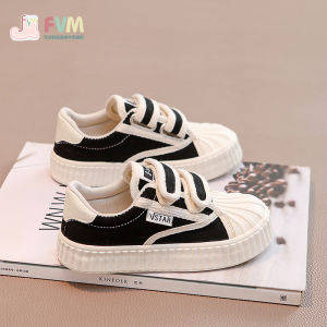 รองเท้าผ้าใบเด็ก FVM ฤดูใบไม้ผลิและฤดูใบไม้ร่วง สำหรับเด็กชายและเด็กหญิง ทรงแบน พื้นยาง กันลื่น รองเท้าผ้าใบลำลอง