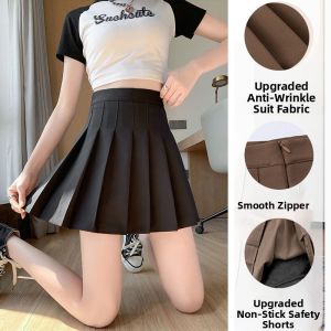 Sweet Pleated Mini Skirt Womens Summer New Ballet Style Cake Puffy Skirt Small Tall Spicy Girl Pleated Skirt High Waist Short Skirt A-Line Pure Color Polyester Cotton Blend