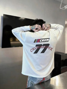 Áo Thun Cotton Dài Tay American Dành Cho Nam Mùa Xuân Thu in Số Sáng Tạo Cổ Tròn Rộng Rãi Cho Thanh Thiếu Niên Áo Lót