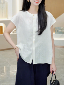 QINGNAER | Minimalist Casual Plus Size Loose Short Sleeve Slim Fit Shirt