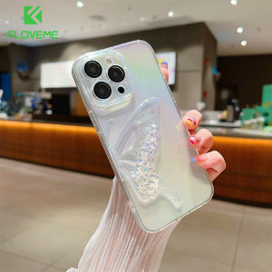 FLOVEME Luxury Glitter Laser Butterfly Transparent Phone Case For iphone 15 14 13 12 11 Pro Max With Lens Film Protector All-inclusive Gradient Clear TPU Anti-fall Shockproof Back Cover For iphone 15 14 13 12 11