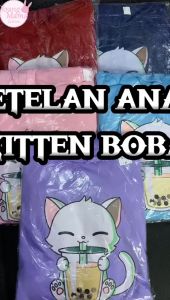 YMF - Setelan Sweater Hoodie Kitten Boba | Setelan Anak | COD ( Anak-Remaja)®