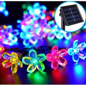 Solar String Lights 20/30/50 LED Cherry Blossom Multicolor Fairy Lights 8 Lighting Modes for Outdoor Home Lawn Patio Party and Holiday