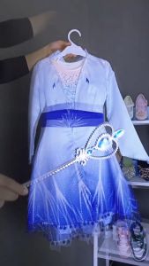 [Brandedbaby] 3T-11T Kostum Frozen Elsa 3-in-1 Set Terbaru / Kostum Frozen Elsa Set Inner Dan Outer / Atasan Celana dan Cloak