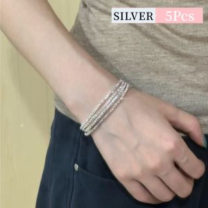 5-10PCs New Imitation Rhinestone Elastic Bracelet Sparkly Personality Couple Bracelets Jewelry Accessories for Women Girls