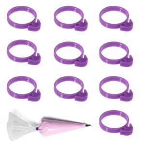 10 Pack Silicone Cake Bag Clips Ties Fixed Ring Decorative Bag Rubber Bands Bundling Leak-proof Pastry Tools for Buttercream